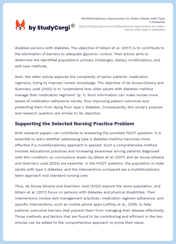 Multidisciplinary Approaches for Older Adults with Type 2 Diabetes. Page 2