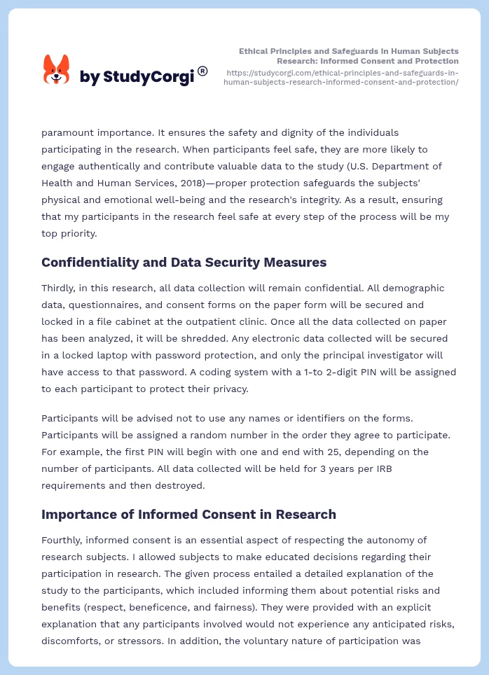 Ethical Principles and Safeguards in Human Subjects Research: Informed Consent and Protection. Page 2