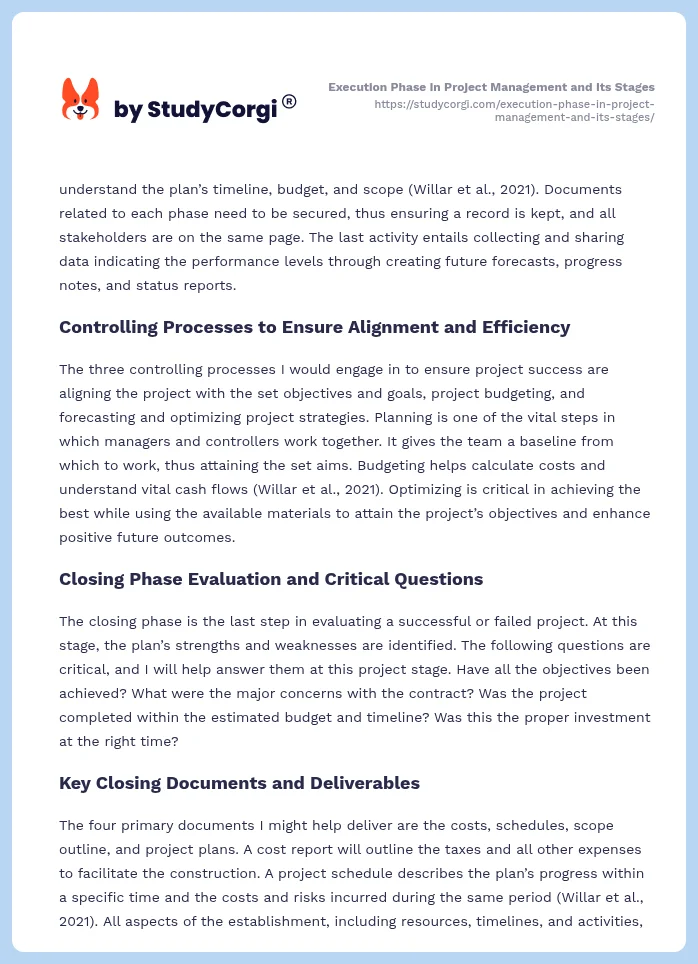 Execution Phase in Project Management and Its Stages. Page 2