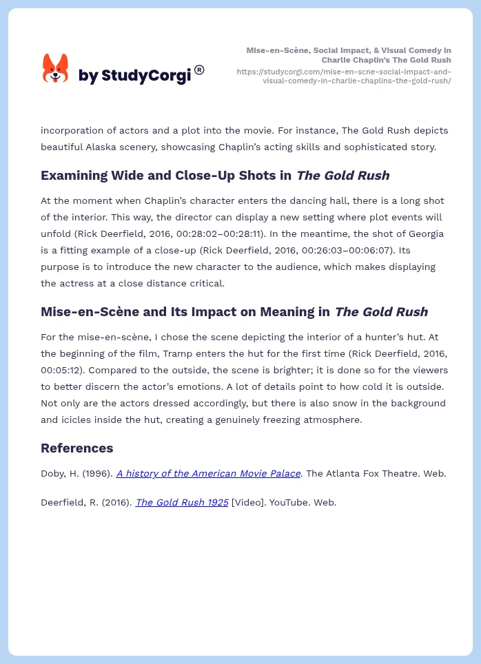 Mise-en-Scène, Social Impact, & Visual Comedy in Charlie Chaplin’s The Gold Rush. Page 2