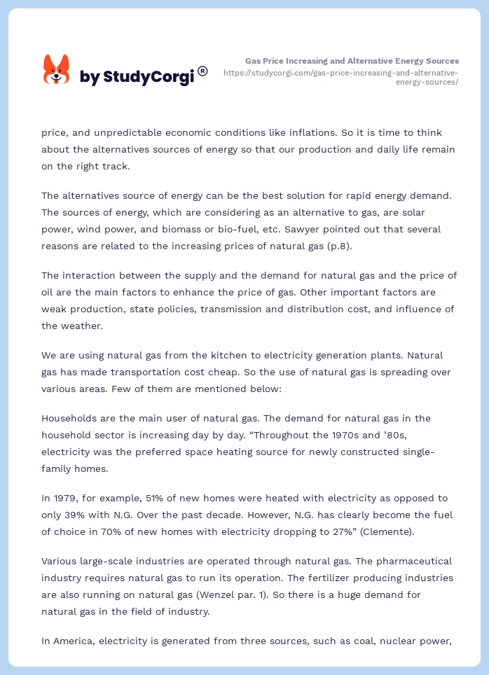 Gas Price Increasing and Alternative Energy Sources. Page 2