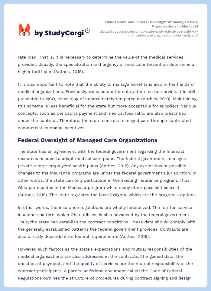 Ohio’s State and Federal Oversight of Managed Care Organizations in Medicaid. Page 2