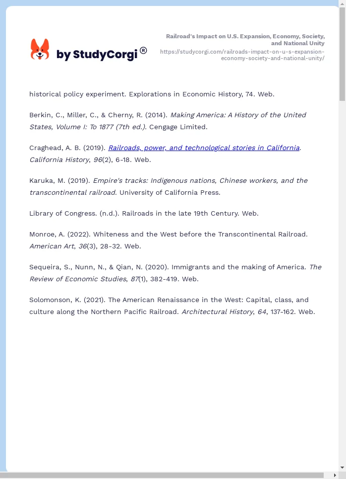 Railroad's Impact on U.S. Expansion, Economy, Society, and National Unity. Page 2