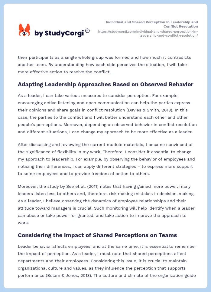 Individual and Shared Perception in Leadership and Conflict Resolution. Page 2