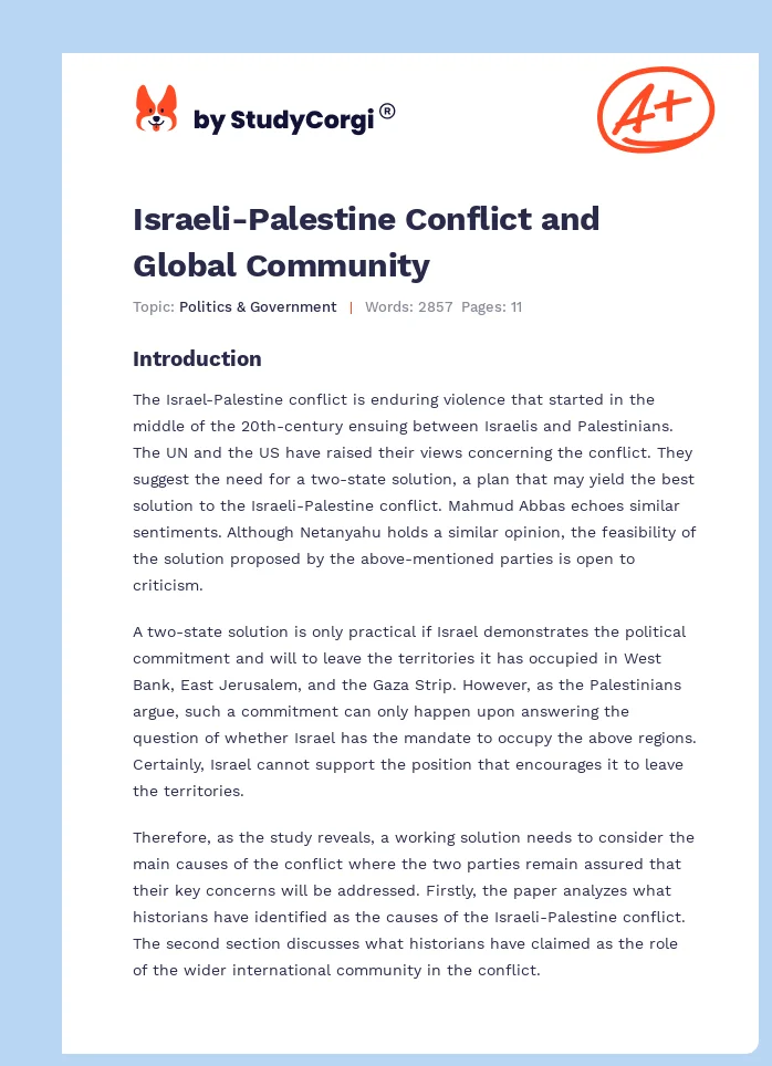 Israeli-Palestine Conflict and Global Community. Page 1