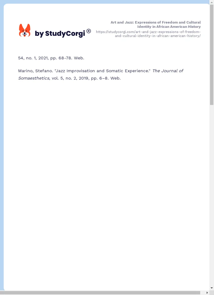 Art and Jazz: Expressions of Freedom and Cultural Identity in African American History. Page 2