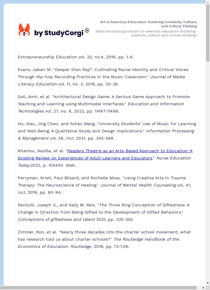 Art in American Education: Fostering Creativity, Culture, and Critical Thinking. Page 2