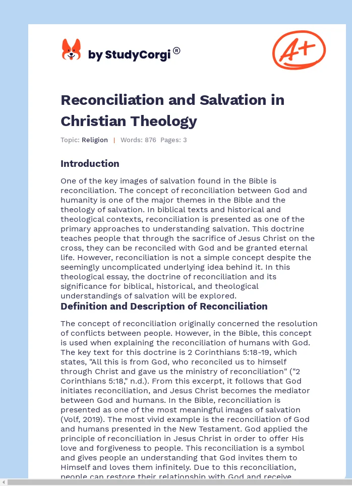 Reconciliation and Salvation in Christian Theology. Page 1
