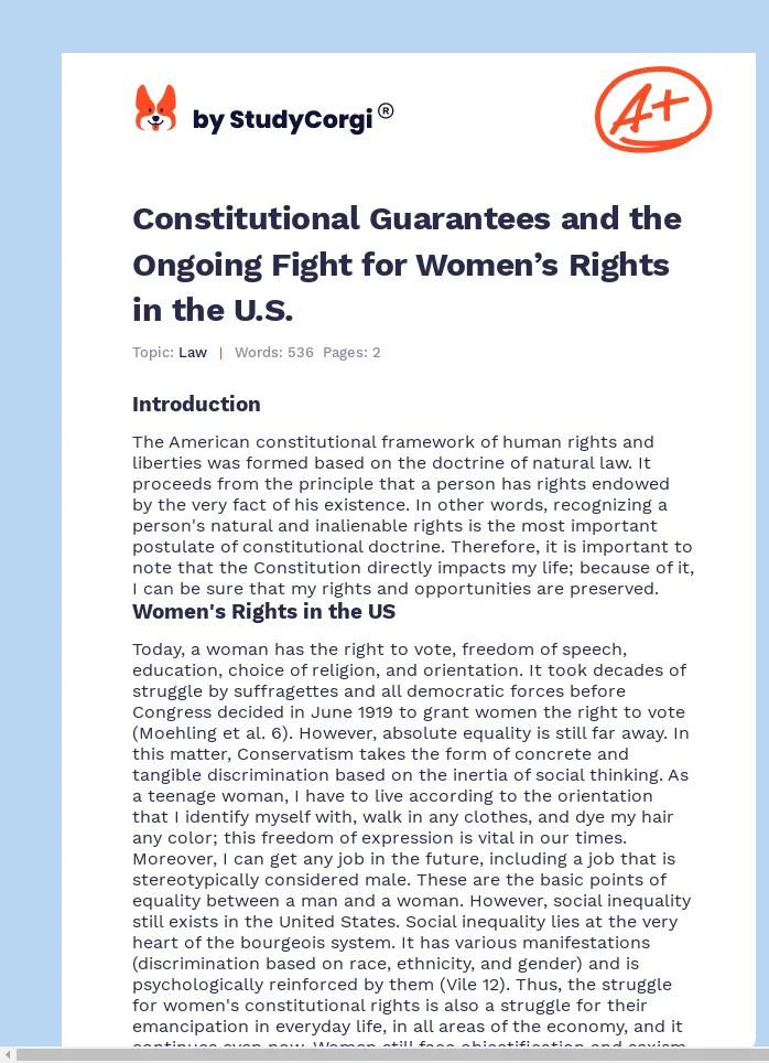 Constitutional Guarantees and the Ongoing Fight for Women’s Rights in the U.S.. Page 1
