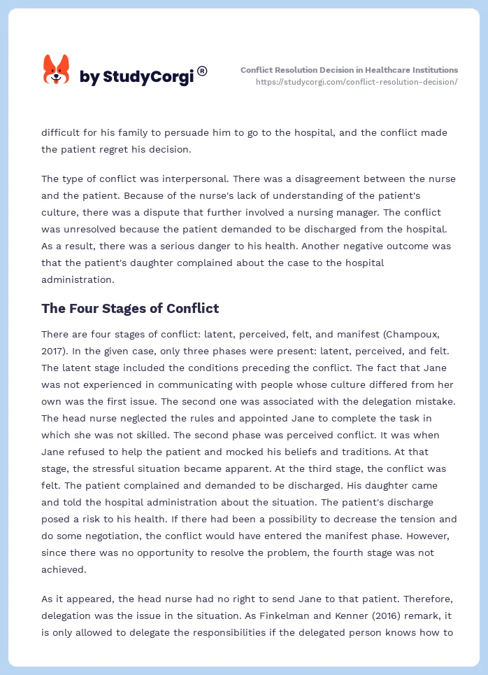 Conflict Resolution Decision in Healthcare Institutions. Page 2