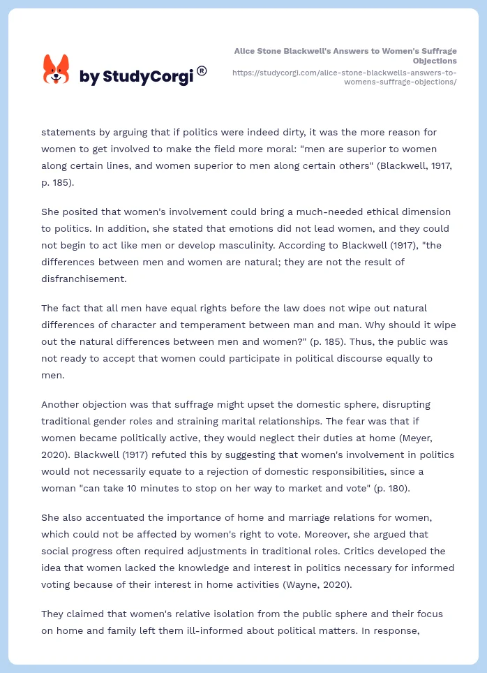 Alice Stone Blackwell's Answers to Women's Suffrage Objections. Page 2