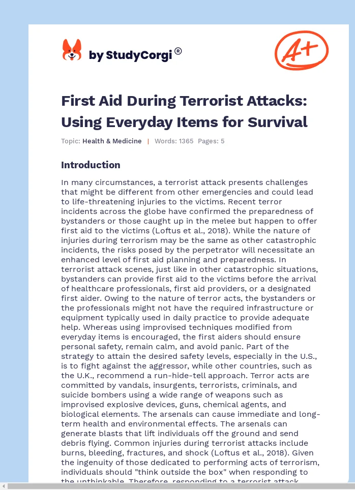 First Aid During Terrorist Attacks: Using Everyday Items for Survival. Page 1