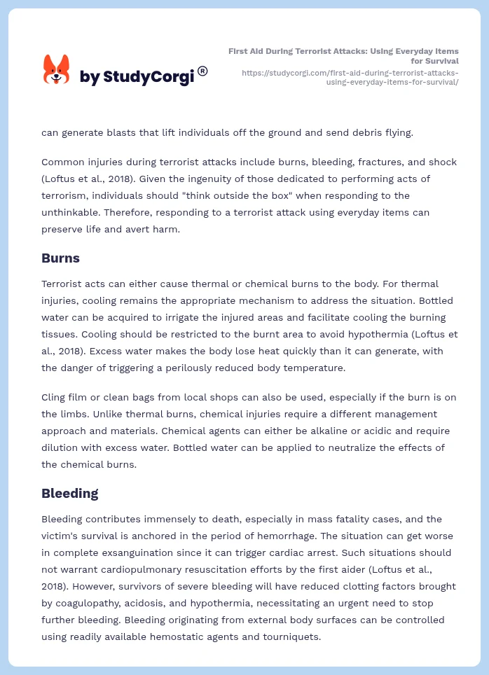 First Aid During Terrorist Attacks: Using Everyday Items for Survival. Page 2