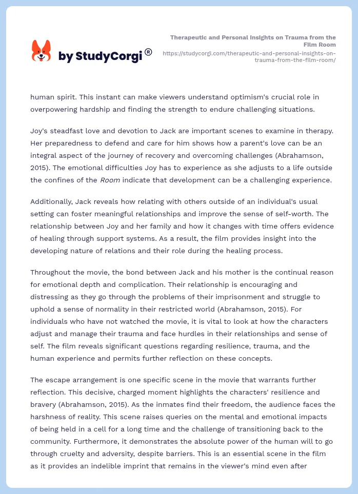 Therapeutic and Personal Insights on Trauma from the Film Room. Page 2