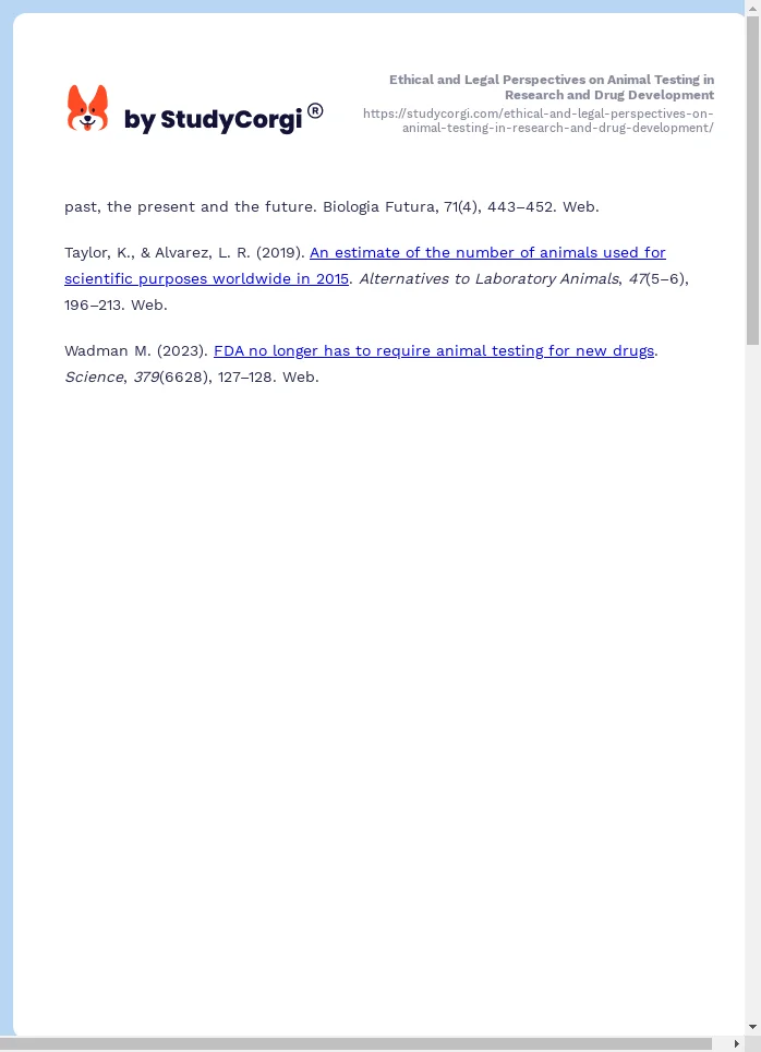 Ethical and Legal Perspectives on Animal Testing in Research and Drug Development. Page 2