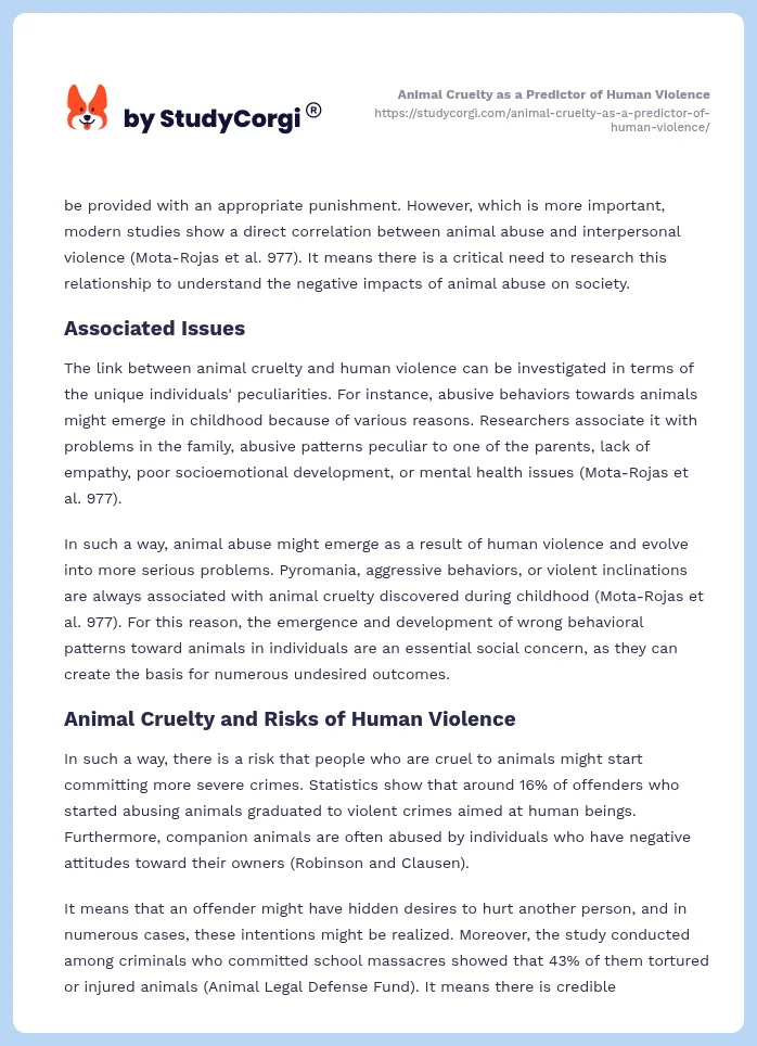 Animal Cruelty as a Predictor of Human Violence. Page 2