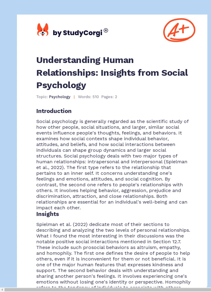 Understanding Human Relationships: Insights from Social Psychology. Page 1