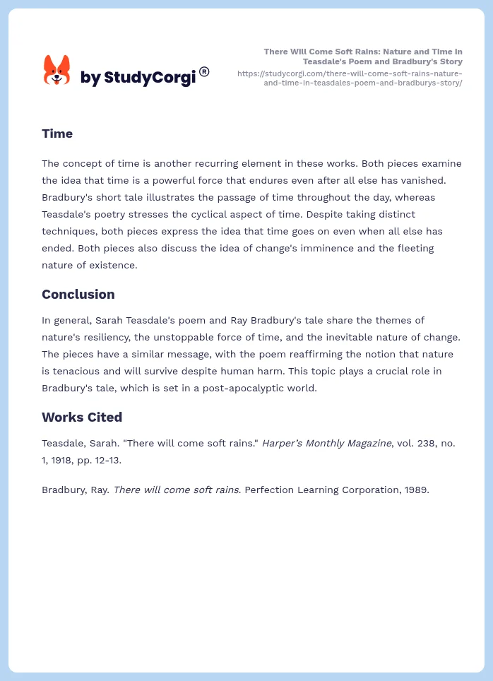 There Will Come Soft Rains: Nature and Time in Teasdale's Poem and Bradbury's Story. Page 2