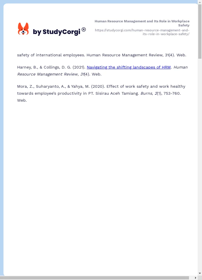 Human Resource Management and Its Role in Workplace Safety. Page 2