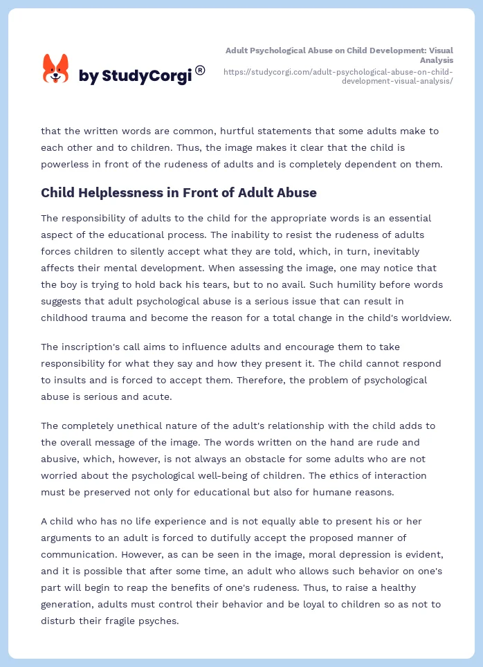 Adult Psychological Abuse on Child Development: Visual Analysis. Page 2