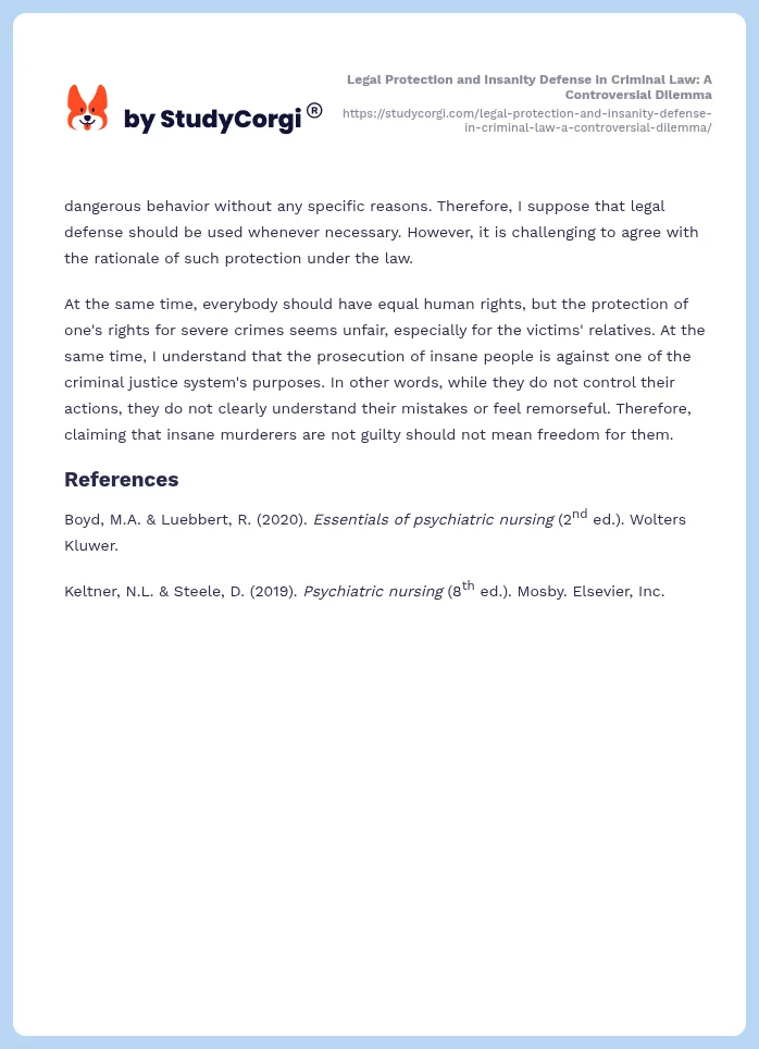 Legal Protection and Insanity Defense in Criminal Law: A Controversial Dilemma. Page 2