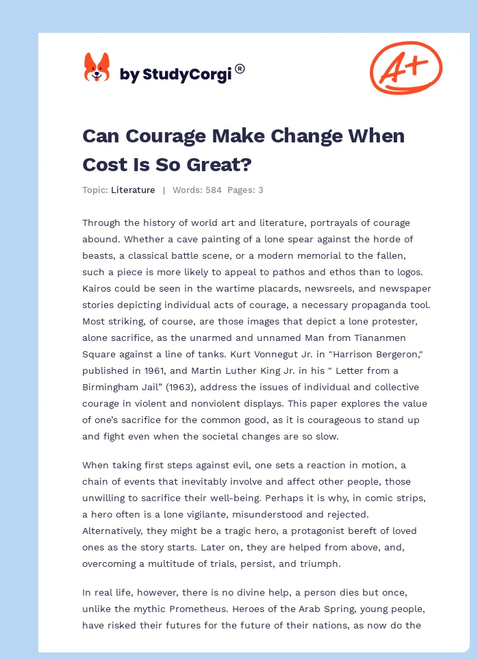 Can Courage Make Change When Cost Is So Great?. Page 1