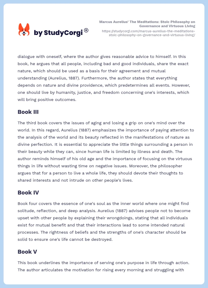 Marcus Aurelius’ The Meditations: Stoic Philosophy on Governance and Virtuous Living. Page 2