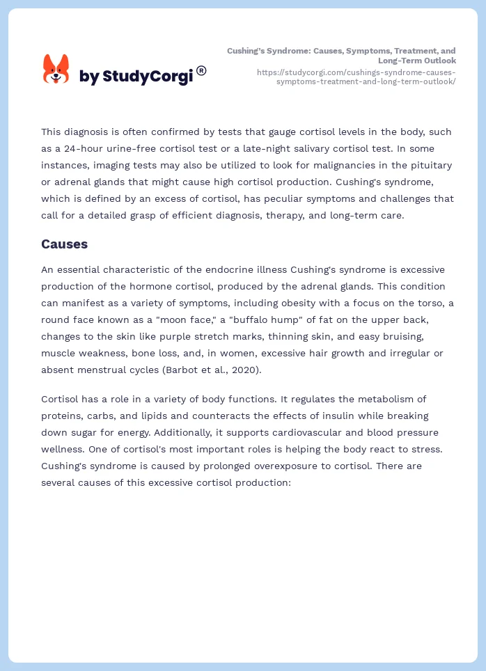 Cushing’s Syndrome: Causes, Symptoms, Treatment, and Long-Term Outlook. Page 2