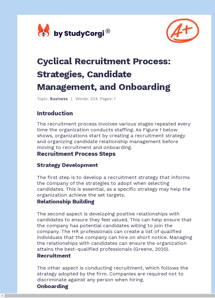 Cyclical Recruitment Process: Strategies, Candidate Management, and Onboarding. Page 1