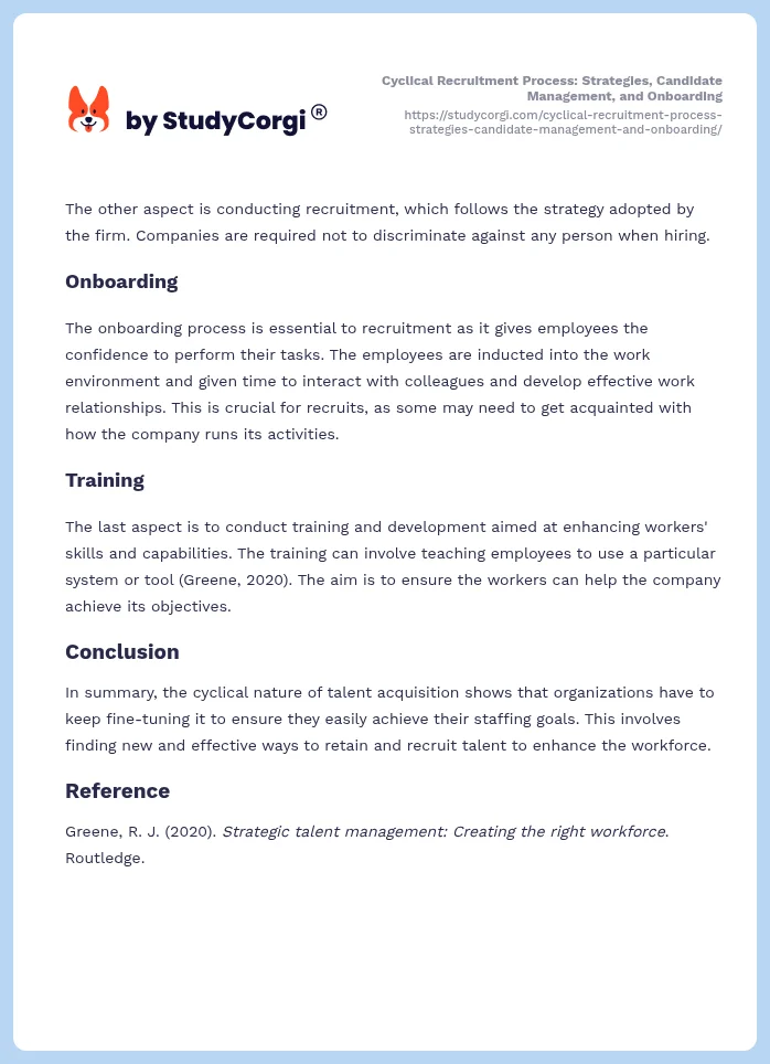 Cyclical Recruitment Process: Strategies, Candidate Management, and Onboarding. Page 2