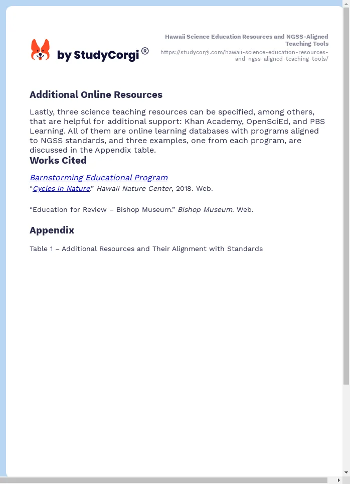 Hawaii Science Education Resources and NGSS-Aligned Teaching Tools. Page 2