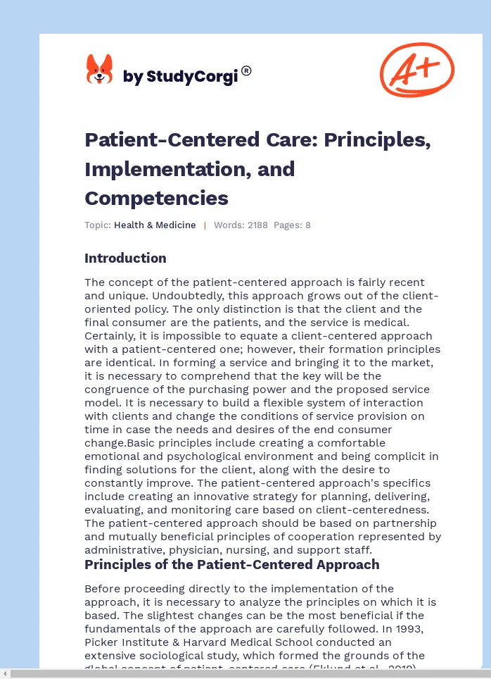 Patient-Centered Care: Principles, Implementation, and Competencies. Page 1