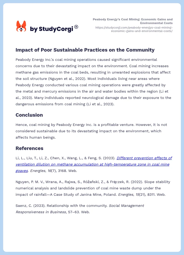 Peabody Energy’s Coal Mining: Economic Gains and Environmental Costs. Page 2