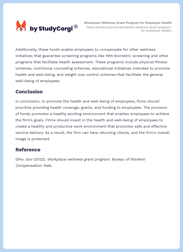 Workplace Wellness Grant Program for Employee Health. Page 2