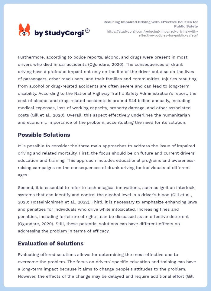 Reducing Impaired Driving with Effective Policies for Public Safety. Page 2