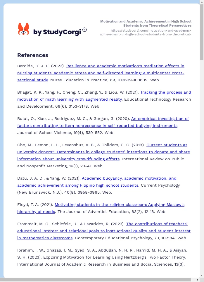 Motivation and Academic Achievement in High School Students from Theoretical Perspectives. Page 2
