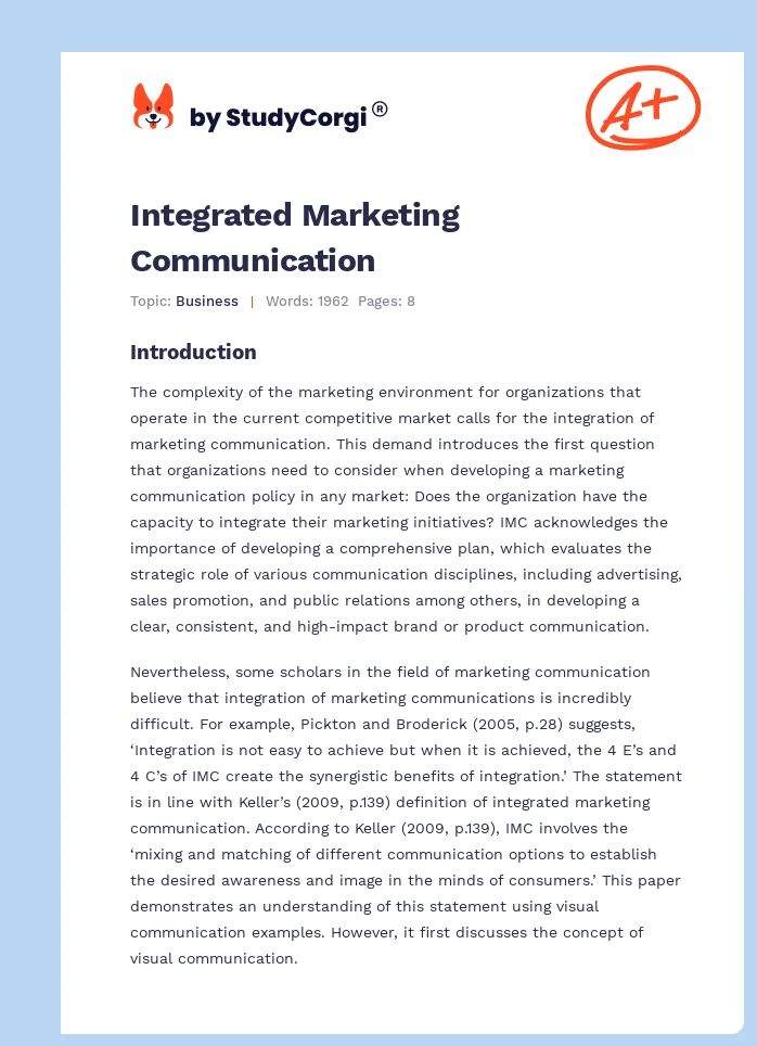 Integrated Marketing Communication. Page 1