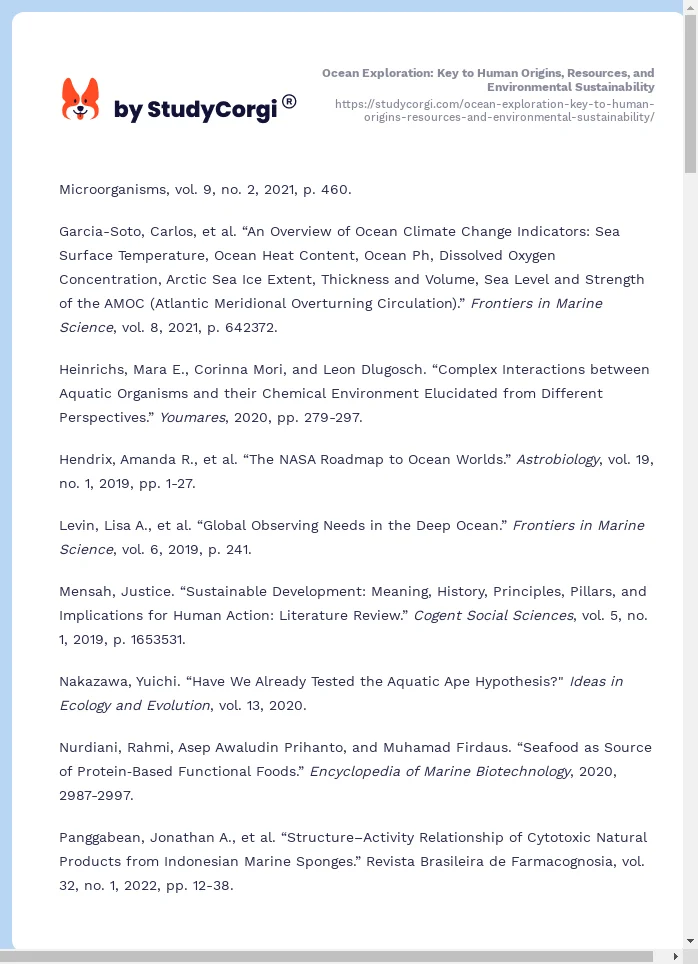 Ocean Exploration: Key to Human Origins, Resources, and Environmental Sustainability. Page 2