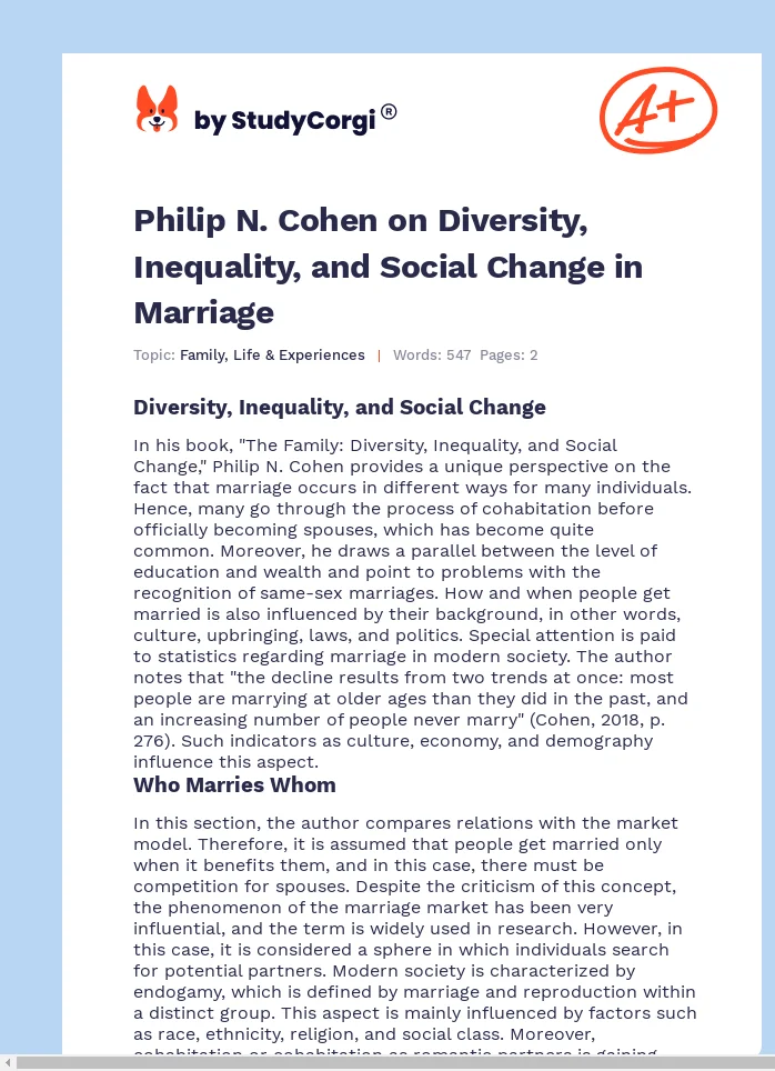 Philip N. Cohen on Diversity, Inequality, and Social Change in Marriage. Page 1