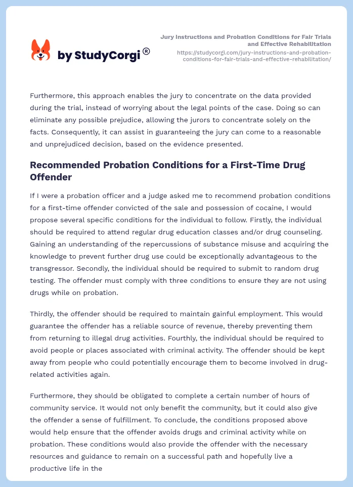 Jury Instructions and Probation Conditions for Fair Trials and Effective Rehabilitation. Page 2