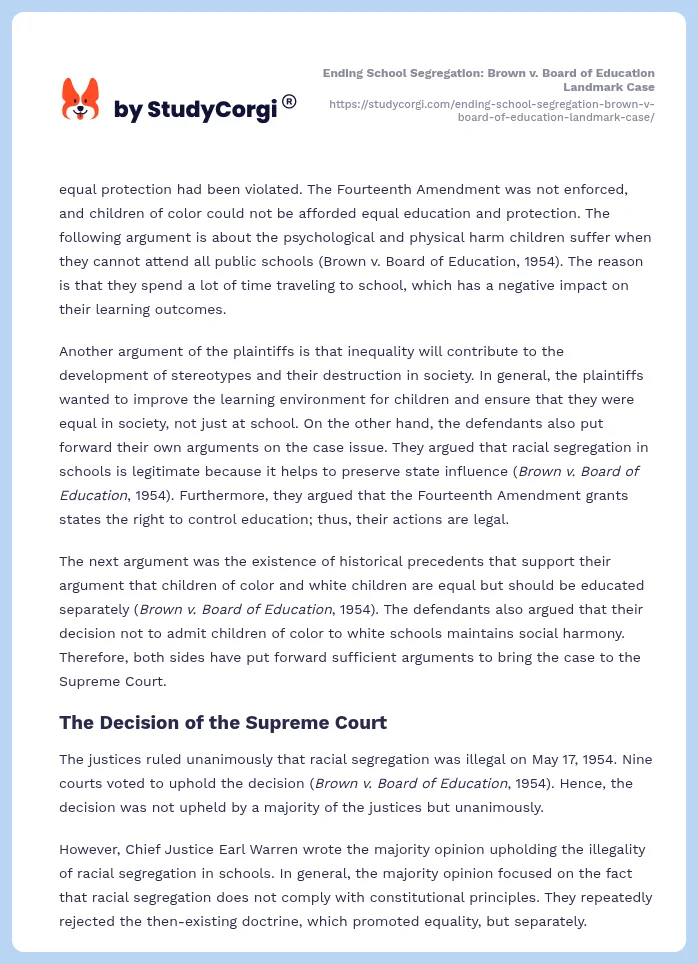 Ending School Segregation: Brown v. Board of Education Landmark Case. Page 2