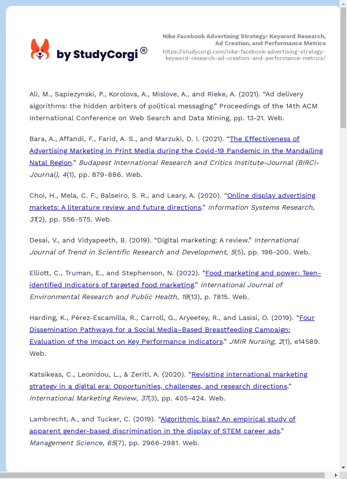 Nike Facebook Advertising Strategy: Keyword Research, Ad Creation, and Performance Metrics. Page 2