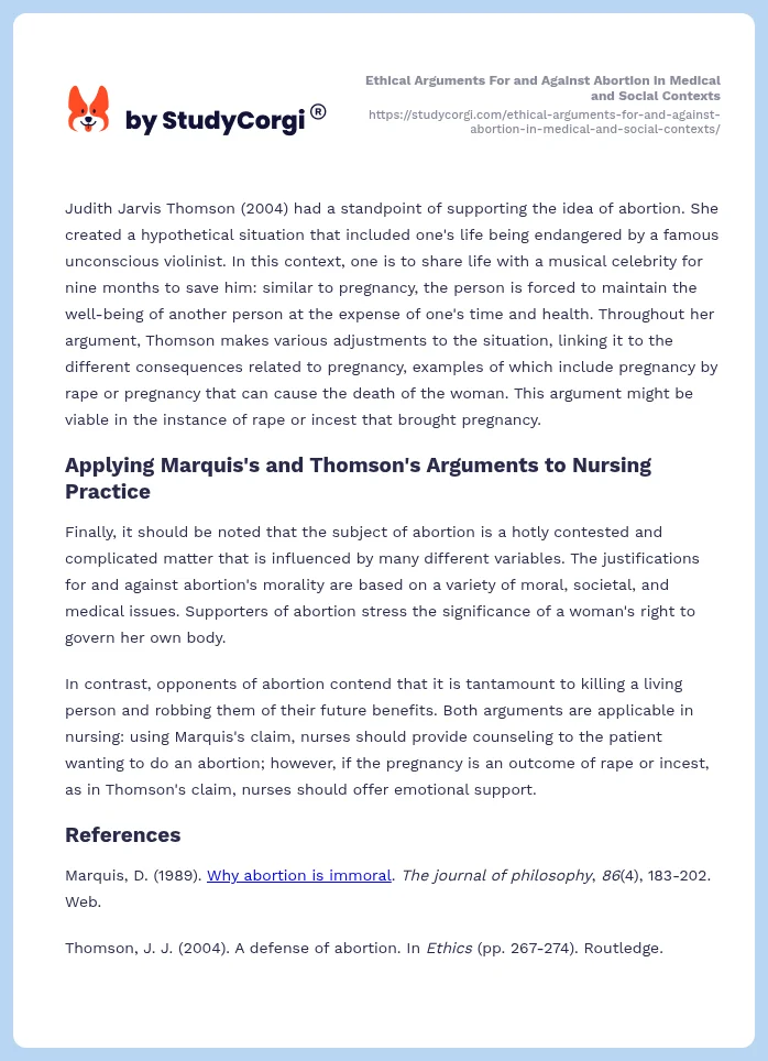 Ethical Arguments For and Against Abortion in Medical and Social Contexts. Page 2