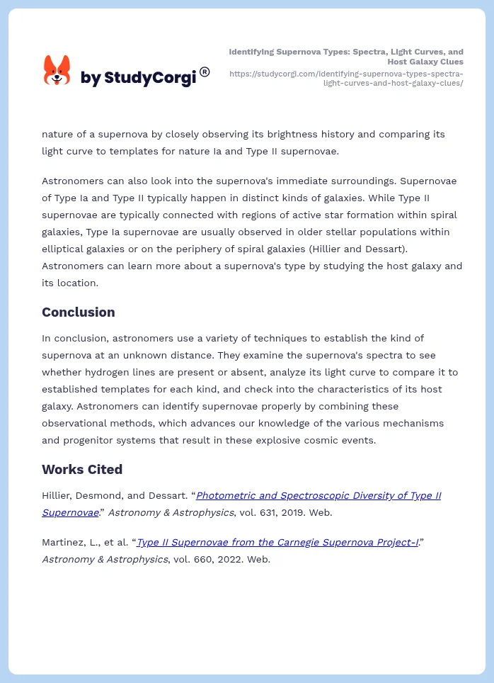 Identifying Supernova Types: Spectra, Light Curves, and Host Galaxy Clues. Page 2