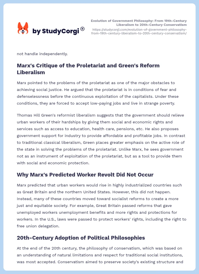 Evolution of Government Philosophy: From 19th-Century Liberalism to 20th-Century Conservatism. Page 2