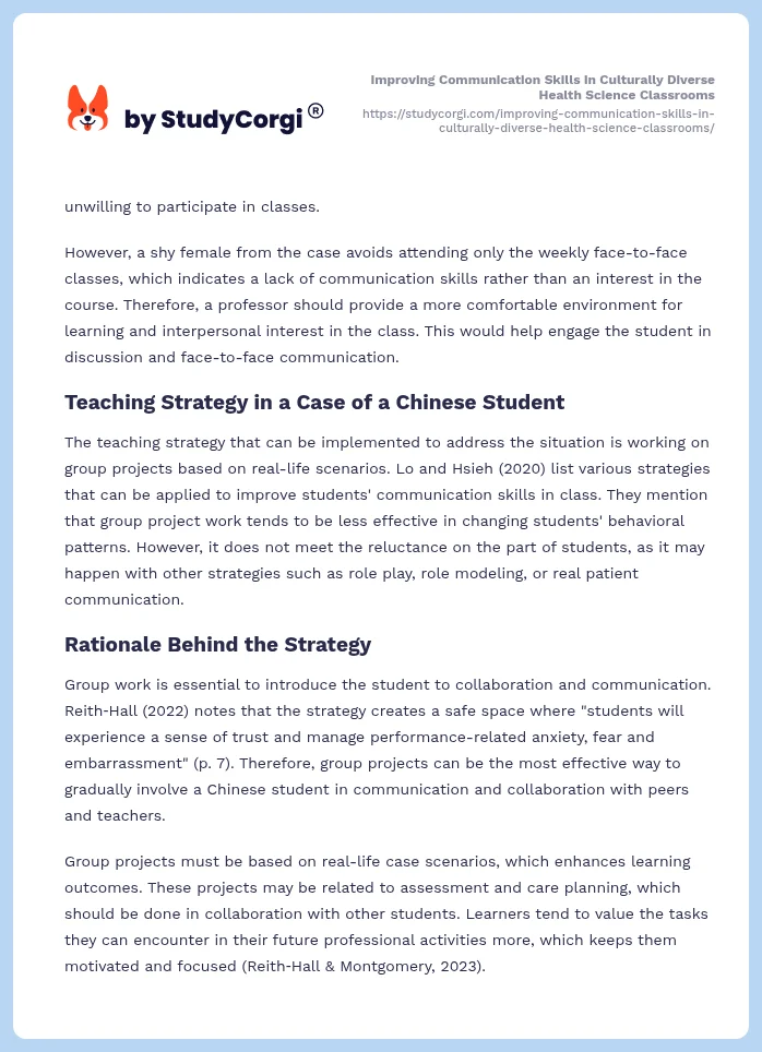 Improving Communication Skills in Culturally Diverse Health Science Classrooms. Page 2