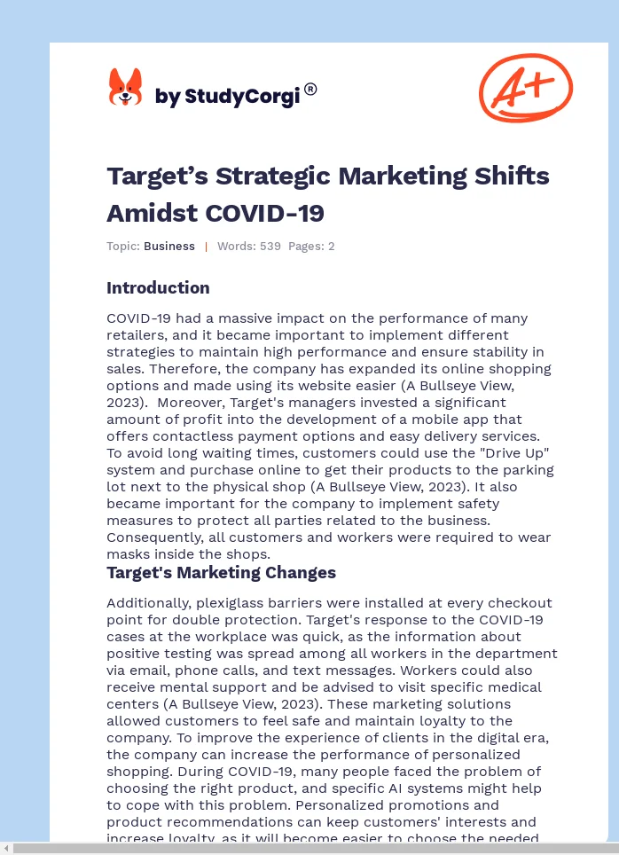 Target’s Strategic Marketing Shifts Amidst COVID-19. Page 1