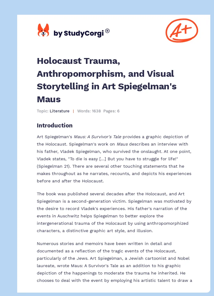 Holocaust Trauma, Anthropomorphism, and Visual Storytelling in Art Spiegelman's Maus. Page 1