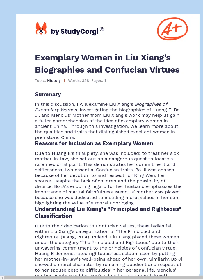 Exemplary Women in Liu Xiang’s Biographies and Confucian Virtues. Page 1