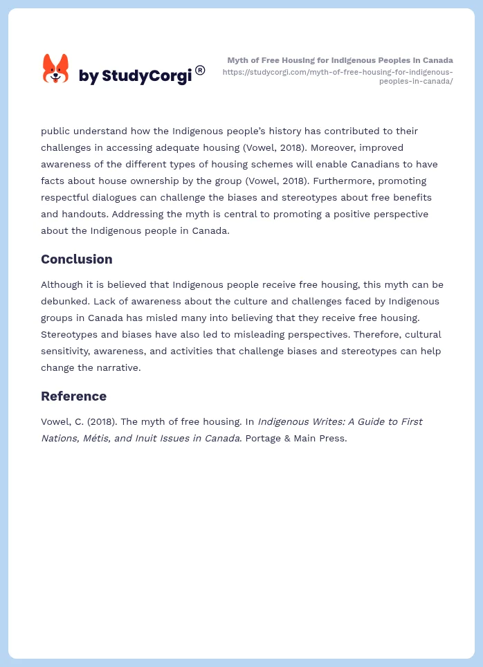Myth of Free Housing for Indigenous Peoples in Canada. Page 2